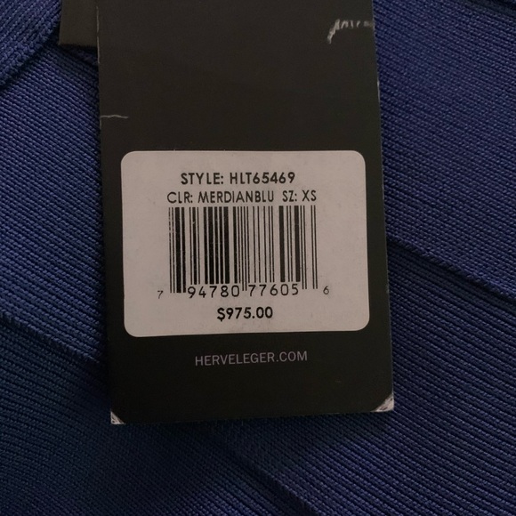 Herve Leger Blue Bandage Dress. V-neck. XS - NWT - Picture 3 of 9